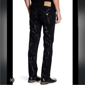 True Religion Paint Splatter Black Skinny Jean size 36